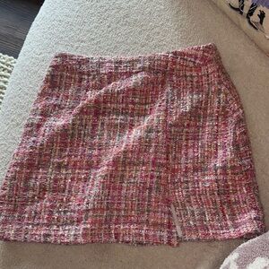 Francesca’s Blue Rain Chic Pink Tweed Skirt